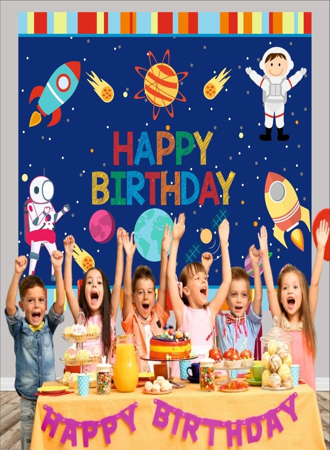 Party Baazaar Space Birthday Backdrop 5x4 Ft | Backdrops for Decoration | Birthday Decoration Backdrop | Banner for Kids Theme Party - Image 5